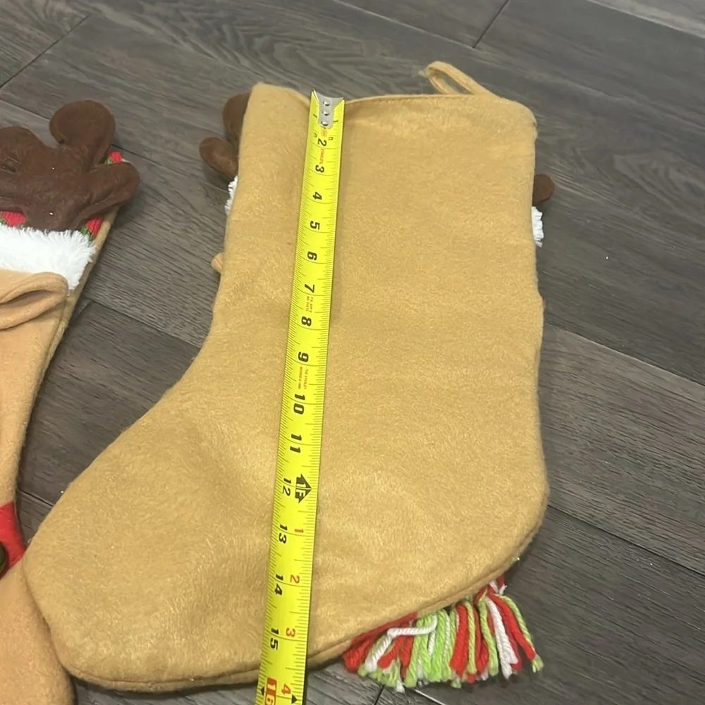 Set of two jingle bell reindeer Christmas stockings